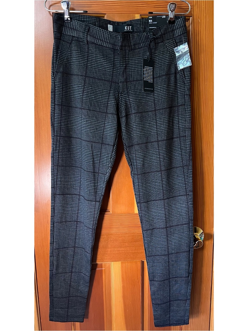 Kut from the Kloth Black & Gray Plaid Slim Dress Pants